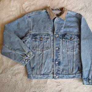 VINTAGE 90s Banana Republic Denim Jacket w/ Suede Collar